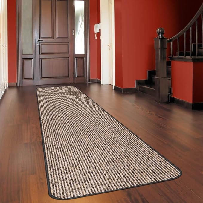 House, Home and More Skid-Resistant Carpet Runner - Black Ripple - 14 Feet X 36 Inches