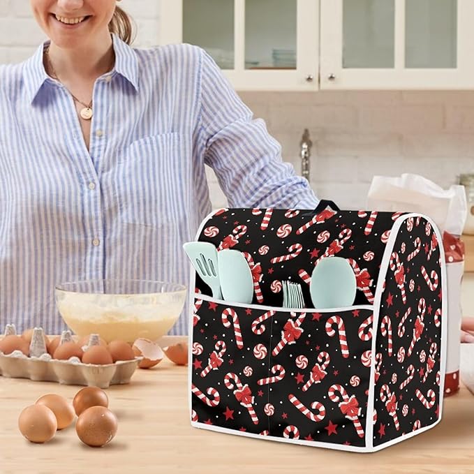 Christmas Mixer Cover Compatible for 4.5-5 Quart Kitchen Mixer Decorative Kitchen Appliance Dust Cover with Top Handle and Accessories Pocket Christmas Decoration