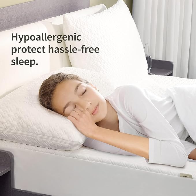 CoolShields Pillow Protector (4 Pack) Standard – Waterproof Zippered Pillow Covers, Hypoallergenic, Premium Pillowcase Encasement for Better Sleep