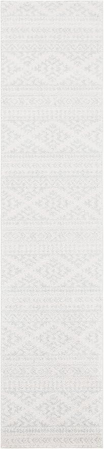 SAFAVIEH Tulum Collection Runner Rug - 2' x 11', Ivory & Light Grey, Moroccan Boho Tribal Design, Non-Shedding & Easy to Clean, Ideal for Living Room, Hallway, Foyer, Entryway, Bedroom (TUL272G)
