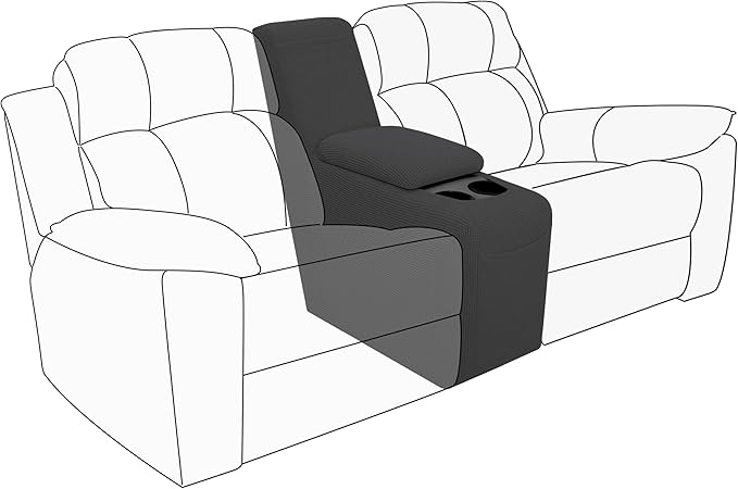 Easy-Going 2-Piece Recliner Console Cover for Reclining Loveseat Covers Stretch Jacquard Middle Console Cover for Recliner Couch and Sofa Dark Gray