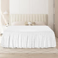 King Bed Skirt, Wrap-Around Elastic Ruffled Eyelet Bed Skirt King Size Dust Ruffle with Gathered Styling and Embroidered Details, 18" Drop Length (White)