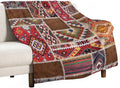 Southwest Aztec Throw Blanket, Native Bohemian Retro Patchwork Traditional Geometric Soft Flannel Blanket Warm Blankets for All Seasons, Bed Couch Sofa 40"x50"