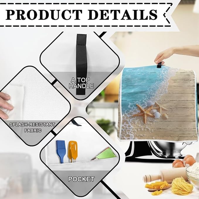 Starfish Kitchen Mixer Cover Compatible with 6-8 Quart, Novelty Decorations for Home Kitchen Appliance Dustproof Cover Universal for Air Fryers, Coffee Makers Gift for Holiday