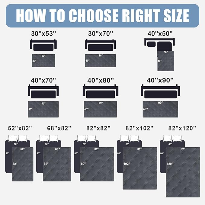 Smiry Waterproof Dog Bed Cover Blanket 30x53, Soft Reversible Pet Blanket, Washable Leakproof Cats Dogs Couch Cover for Sofa, Couch, Furniture, Lattice, Dark Grey/Dark Grey
