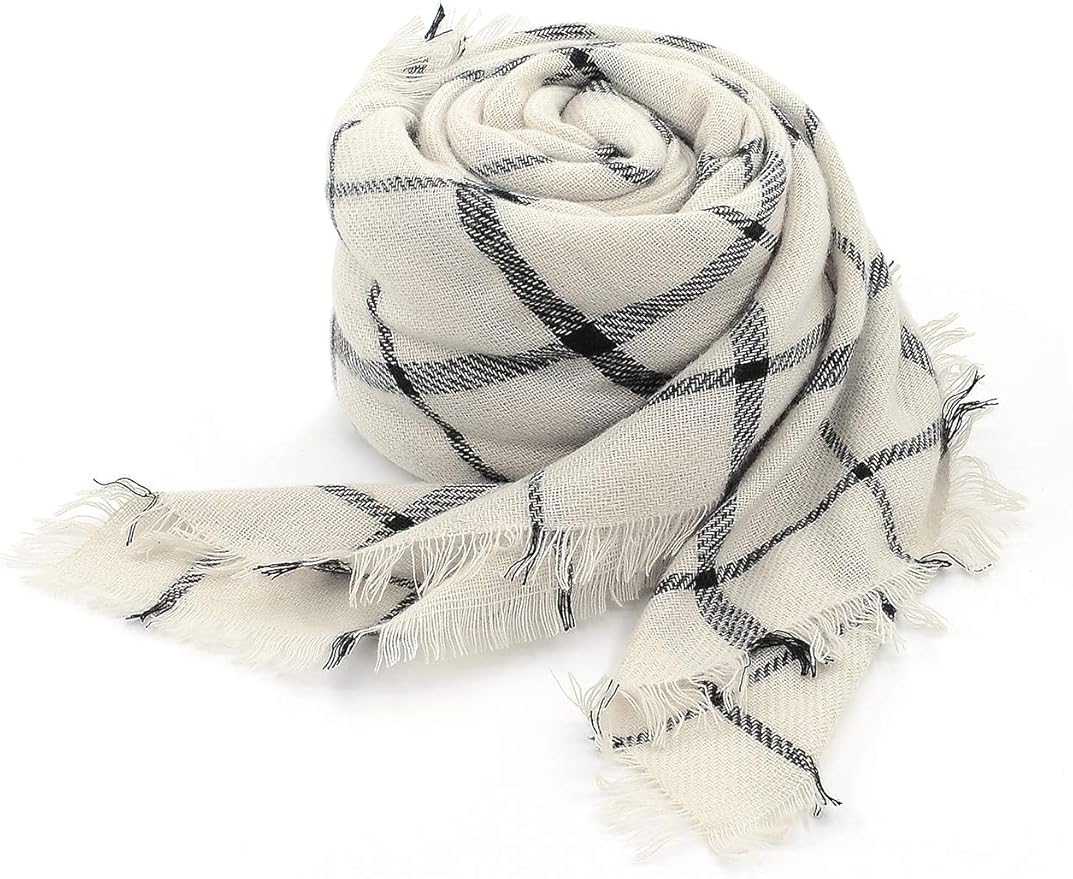 American Trends Women's Cozy Warm Winter Fall Blanket Scarf Stylish Soft Chunky Checked Giant Scarves Shawls
