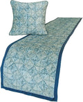 The HomeCentric King/Queen/Twin Blue Decorative CA King 86"x18" Bed Runner Without Pillow Cover, Indigo, Printed & Quilted Bed Scarf on Suede Fabric - Indigo Centric