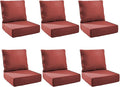Outdoor Cushion Set for Furniture Patio Furniture, UV Resistant, Water Resistant - 6 Inch Thick Foam Garden Cushions– 24x24 Inch Patio Seat Covers for Chair/Sofa/Couch | Red | 6-Pack |