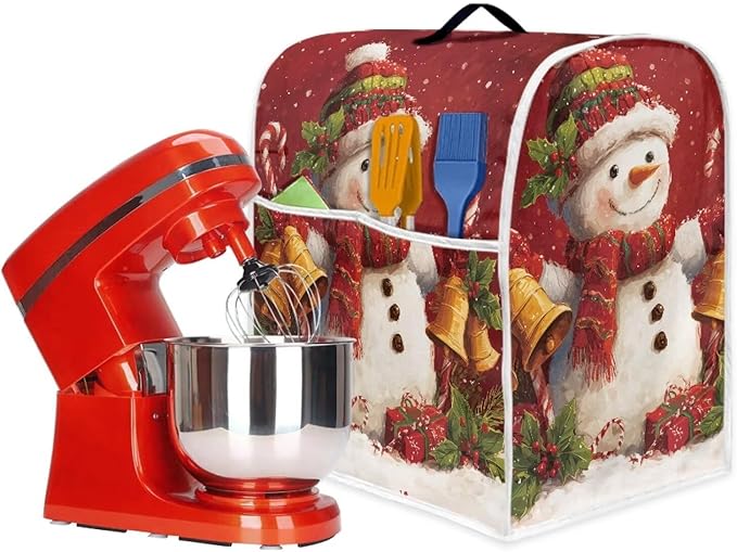 Christmas Stand Mixer Cover 6-8Qt Cute Mixer Cover Washable Anti-Stain Appliance Covers for Kitchen Counter Mixer Parts & Accessories Christmas Decor Gift for Holiday