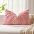 Kevin Textile Valentines Day 12x20 Inch Pillow Cover 1 Pack Boho Decorative Soft Striped Corduroy Lumbar Farmhouse Accent Rectangle Cushion Case for Living Room Couch Sofa Bed, Dark Pink