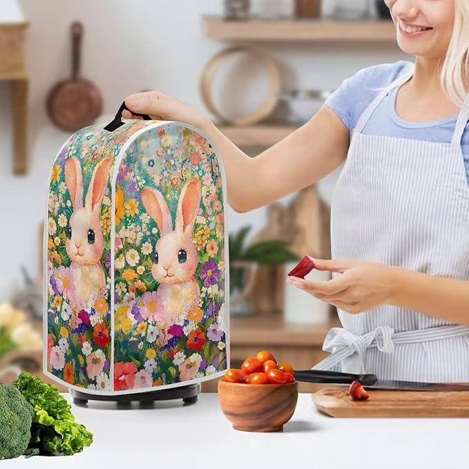 Blender Covers for Kitchen Food Processor Cover with Handle, Dust Covers for Kitchen Appliances Stand Mixer or Coffee Maker Appliance Cover, Colorful Daisy Rabbit
