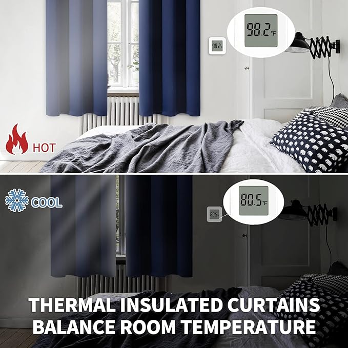 BGment Short Blackout Curtains for Kitchen Window 45 Inch Length - Thermal Insulated Drapes with Rod Pocket Privacy Blinds for Rv Camper Bathroom Bedroom, 2 Panels, 34 X 45 Inch