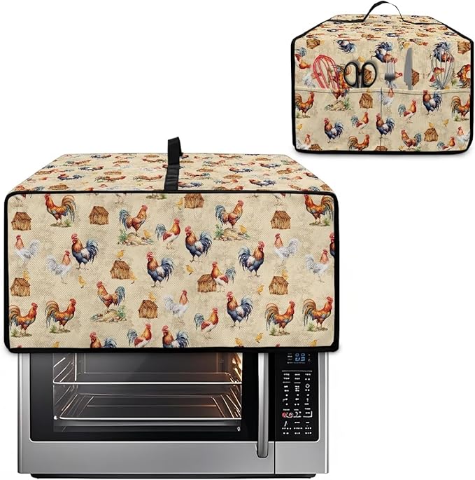 Rooster Chicken Chick Print Waterproof Toaster Oven Cover Heavy Duty Microwave Oven Dust Cover Dust-Proof Universal Kitchen Machine Covers Suitable for Most Microwave Ovens, S