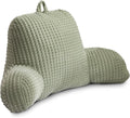 Holawakaka Reading Pillow for Bed and Sofa Couch Sitting Up, Backrest Pillows with Arms for Kids Teens Adults, Back Support Cushion for Lounging, Watching TV, Working on Laptop, Green