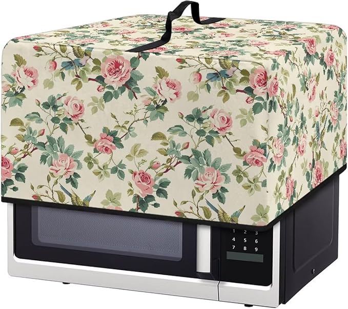 Microwave Cover, Rose Microwave Dust Cover Waterproof Microwaves Oven Covers Microwaves Accessories Decorative Kitchen Appliance Cover for Air Fryer Toaster