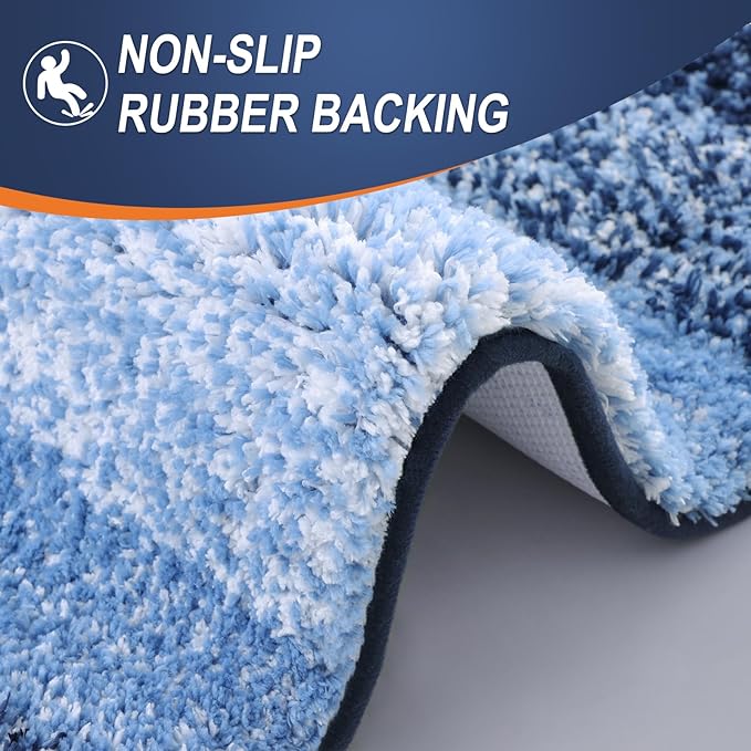 OLANLY Bathroom Runner Rugs 44x24, Extra Soft Absorbent Microfiber Bath Rugs, Rubber Backing, Quick Dry, Machine Washable Bath Mats for Bathroom Floor, Tub and Shower, Home Decor Accessories, Navy