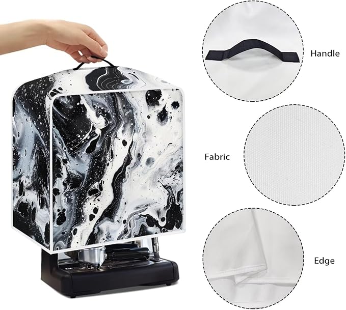 Marble Coffee Maker Cover Protector with Top Handle Washable Dustproof Small Kitchen Appliance Protector