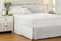 Queen Size Bed Skirt 600 TC Egyptian Cotton 16 Inch Drop Easy Fit - Bed Skirt for Queen 60x80 Inch Beds - Center & Corner Pleats, White Solid