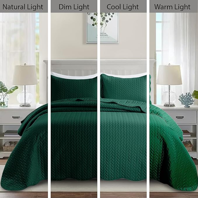 IR Imperial Rooms 8 Pack California King Quilt Bedding Set (118"x106") - Bulk Wholesale for Hotels, Guest Bedroom & Airbnbs - Lightweight Microfiber Reversible Embossed Quilts Bedspread (Emerald)