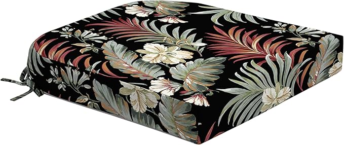 Arden Foam Outdoor Round Back Seat Cushion, 20 x 19, Made with ProFoam, Rain-Proof, Fade Resistant, Simone Black Tropical
