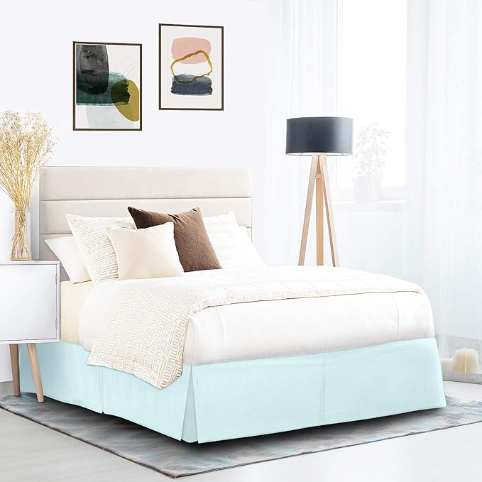 Nestl Light Baby Blue Twin Bed Skirt - Twin Size Bed Skirt 14 Inch Drop - Brushed Microfiber Bed Skirts - Hotel Quality Pleated Bed Skirt - Shrinkage & Fade Resistant