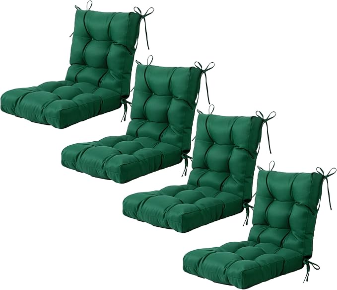 ARTPLAN Seat/Back Outdoor Chair Cushion,Set of 4 Patio Chair Cushion with Tie,Tufted Replacement for Patio Furniture,20x20x4 Inches,4 Count