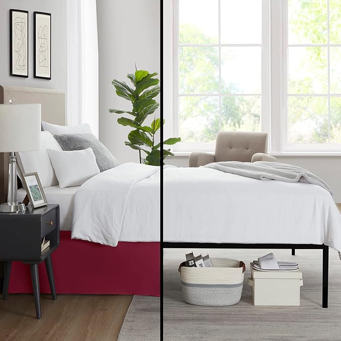 Nestl Red Heaven Full XL Bed Skirt - Full XL Size Bed Skirt 14 Inch Drop - Brushed Microfiber Bed Skirts - Hotel Quality Pleated Bed Skirt - Shrinkage & Fade Resistant