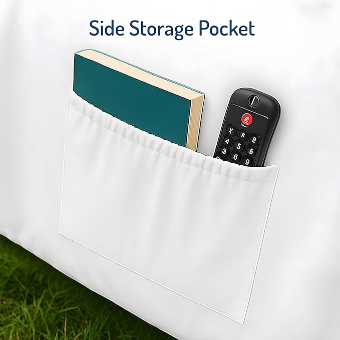 Degrees of Comfort Full Size Sheet Set for Air Mattress – Extra Deep Pocket up to 22”, 4-Piece Bedding Sets with Dual Side Storage Pockets, Breathable & Soft, Wrinkle-Free, White