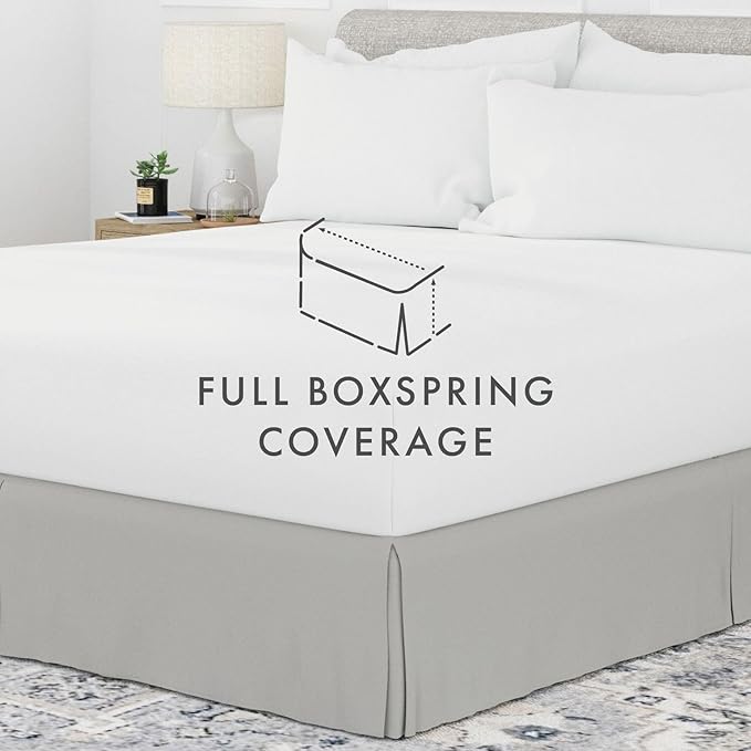 Linen Market Bed Skirt - Ultra Soft Microfiber - Easy Fit with 14" Tailored Drop - Hotel Quality, Shrinkage & Fade Resistant - Bed Cover - Cal King Bed Skirt - Bedroom Décor - (Cal King, Light Gray)