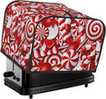 Red And White Christmas Candy Canes 4 Slice Toaster Cover, Waterproof Toaster Dust Cover Bread Maker Protective Cover For Small Kitchen Appliance Dining Room Table Home Decor Gifts