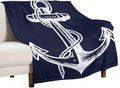 Anchor Blanket Retro Abstract Nautical Navy Blue White Soft Cozy Lightweight Throw Blanket for Kids Girls Boys Women Men Bedroom Living Room Dorm Chair Sofa Travel 50x60in