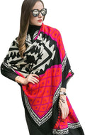DANA XU 100% Merino Wool Extra Large Pashmina Blanket Travel Scarf Cashmere Wrap for Women Fall Winter Oversize Shawl Floral