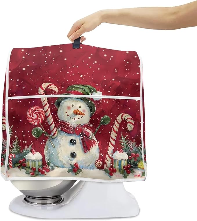 Christmas Snowman Stand Mixer Cover 4.5-5Qt Christmas Mixer Cover Washable Anti-Stain Appliance Covers For Kitchen Counter Mixer Parts & Accessories