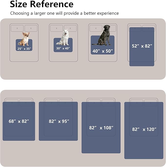 Waterproof Blanket for Bed King Size, Leak Proof Dog Couch Blankets Reversible, Pet Throw Sofa Furniture Protector Machine Washable-82 x108,Navy Blue+Stone Blue