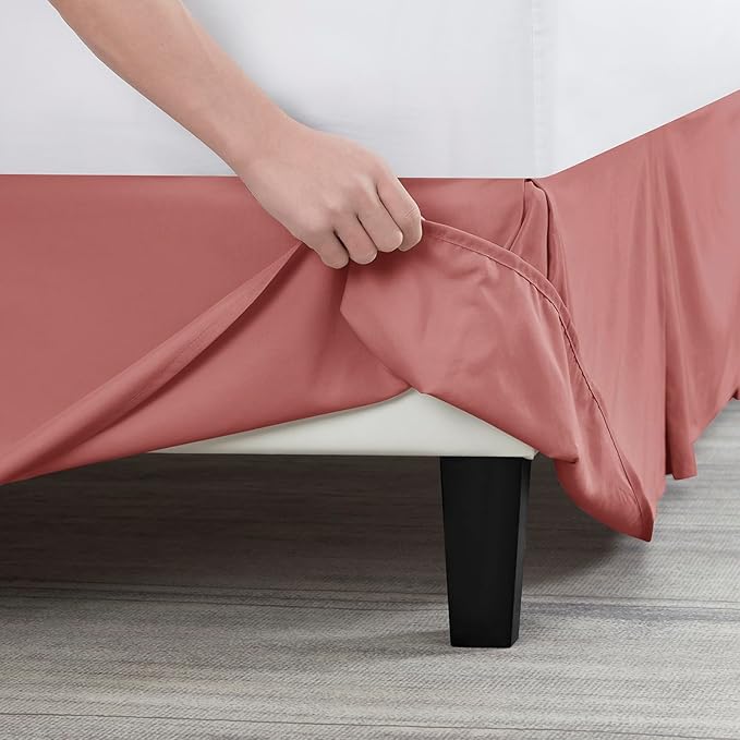 Nestl Pink Clay Full Bed Skirt - Full Size Bed Skirt 14 Inch Drop - Brushed Microfiber Bed Skirts - Hotel Quality Pleated Bed Skirt - Shrinkage & Fade Resistant