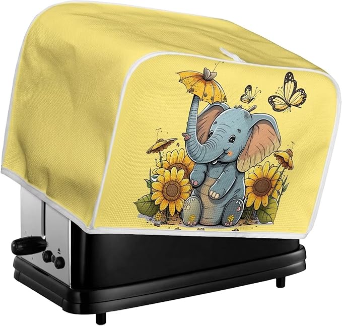 ZFRXIGN Elephant Sunflower Toaster Cover 4 Slice Small Appliance Covers Kitchen Microwave Oven Dust Cover Case Protector Waterproof Toaster Covers Butterfly Yellow
