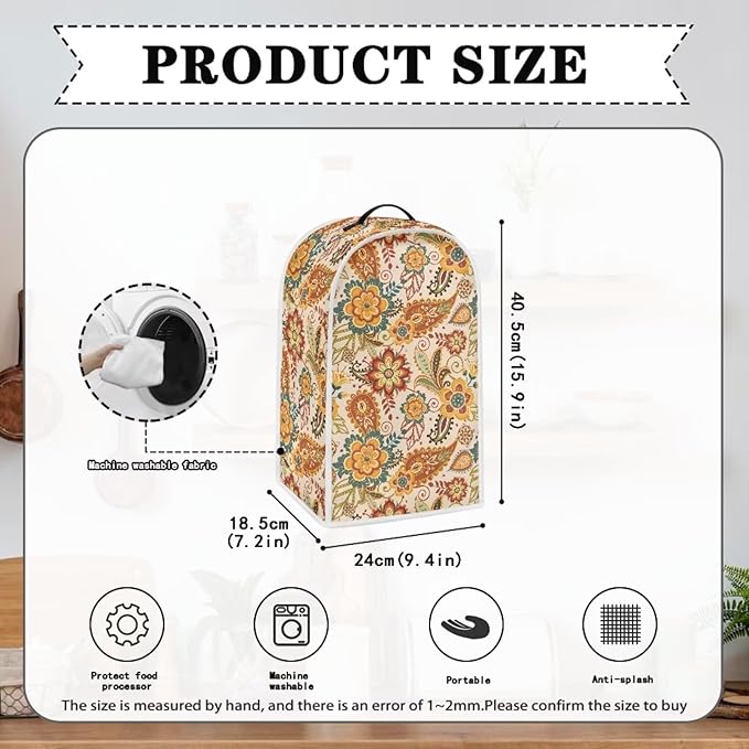 Boho Blender Protective Cover Kitchen Blender Dust Cover Reusable Food Processor Dust Covers Universal Kitchen Appliance Cloth Protector Fall Tabletop Decor Gift for Friends
