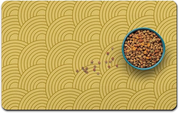 Dog Food Mat for Floors, Absorbent and Quick-Drying Pet Cat Food Mat,Anti-Fouling and Easy-to-Clean Pet Feeding Mat,Dog Bowl Mats for Messy Drinking Water Bowls.17 x32inch Boho Style