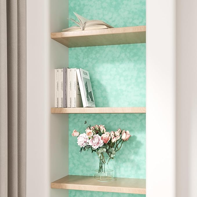 Self Adhesive Mint Green Velvet Fabric Liner for Drawers Dressers Soft Felt Drawer Liner Roll 15.7"x118" Removable Felt Fabric Wallpaper Velvet Contact Paper for Cabinets Jewelry Box Lining