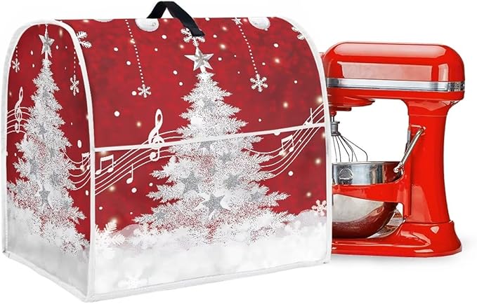 Christmas Mixer Cover for Kitchen Aid 4.5-5 Quart Stand Mixers, Xmas Tree Kitchen Appliance Dust Cover Washable Dustproof Cloth Cover with Pocket for Kitchenware Gift for Christmas