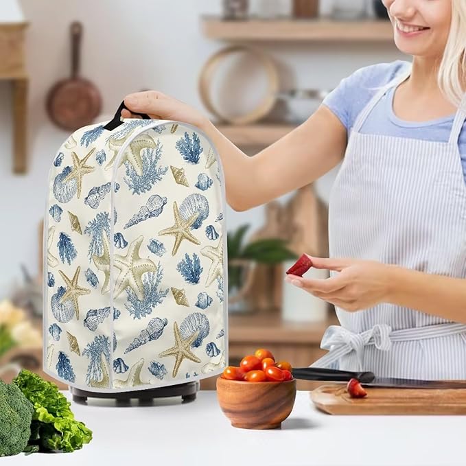 Talayituse Starfish Conch Coral Print Blender Dust Cover, Fingerprint Protection Cover for Stand Mixer or Coffee Machine, Home Kitchen Appliance Covers for Stain Dust Resistant Supplies