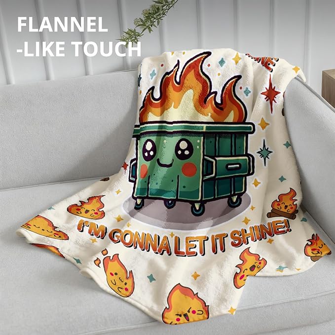 Dumpster Fire Funny Blanket, This Little Light of Mine Funny Throw Blankets for Office Home Bedroom Couch Decor, Dumpster Fire Gifts, Sarcastic Gifts for Coworkers Women Men, 50x60 Inch