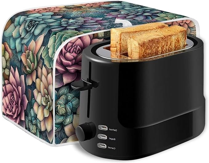 ZFRXIGN Succulent Plants Toaster Covers 4 Slice Wide Slot Dust Cover Case with Handle Toaster Cover Flower Case Small Appliance Covers Toaster Bag Protector Cactus Dark Green