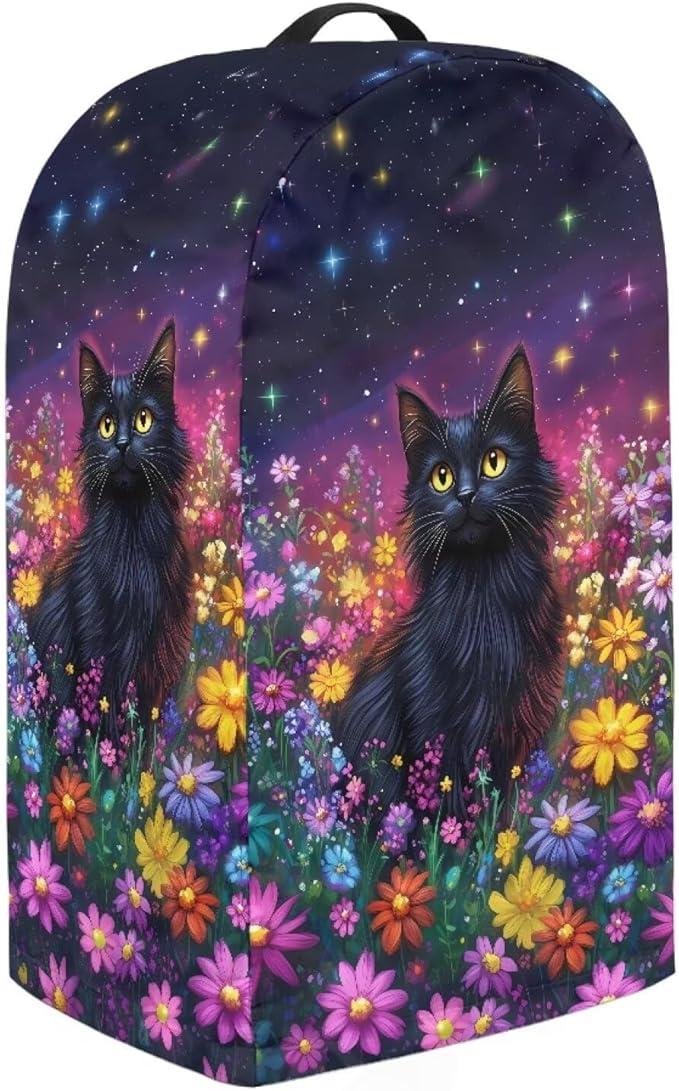 Starry Sky Black Cats Blender Cover for Kitchen Small Appliance Dustproof Dust Cover Durable Foldable Dust Anti Fingerprint Polyester Dust Proof Blender Cover Purple Flower Field