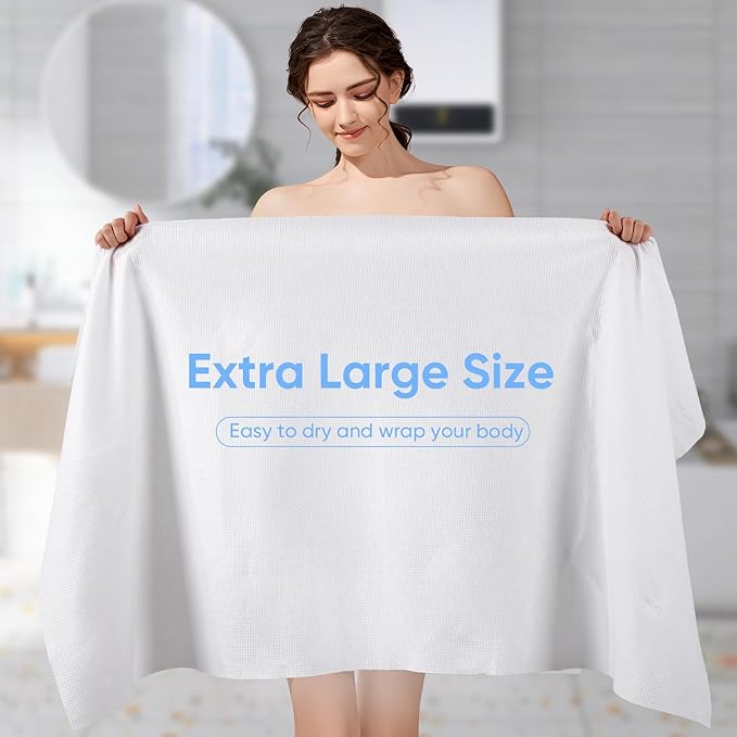 Disposable Bath Towel 6 Pack 56'' x 27.5'' Disposable Camping Towels for Travel, Durable Large Portable Towels for Camping Beach Swimming SPA, Individually Packed
