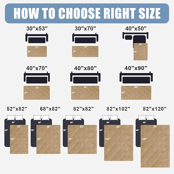 Smiry Waterproof Dog Bed Cover Blanket 52x82, Soft Reversible Pet Blanket, Washable Leakproof Cats Dogs Couch Cover for Sofa, Couch, Furniture, Lattice, Camel/Camel