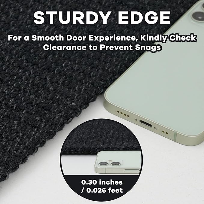 EARTHALL Washable Area Rug 4x6 Ft Non Slip Rugs for Entryway Braided Rubber Backed Bedroom Carpet Cotton Entry Rug Woven Floor Carpets for Bedroom Dining Room Living Room, Black