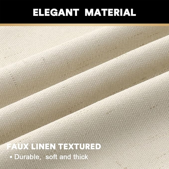 PrinceDeco Sliding Glass Door Curtain 100% Linen Blackout Curtains 84 Inches Long Extra Wide Room Darkening Privacy Window Curtain for Patio Door,100 X L84 Inch, Bleached Sand