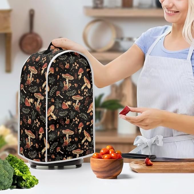 Mushroom Teal Blender Cover for Kitchen Countertop Modern Small Appliance Dust Cover Kitchen Decor Food Processor Protector with Handle Blender Protection Accessories 2025
