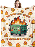 Dumpster Fire Funny Blanket, This Little Light of Mine Funny Throw Blankets for Office Home Bedroom Couch Decor, Dumpster Fire Gifts, Sarcastic Gifts for Coworkers Women Men, 50x60 Inch